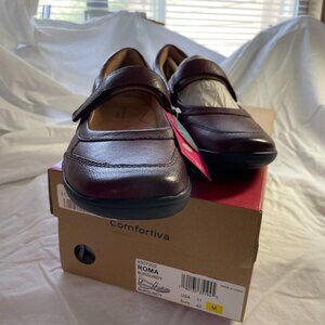 New Comfortiva Roma Burgundy Leather Mary Janes (Size 11)